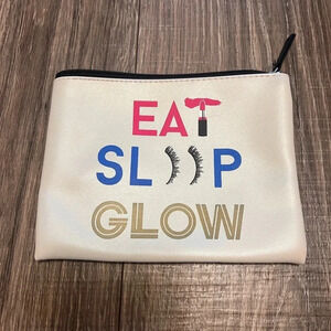 Macy's White Eat Sleep Glow Cosmetics Bag
